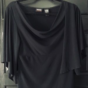 New York & Co top; cowlneck; flare sleeve; drape